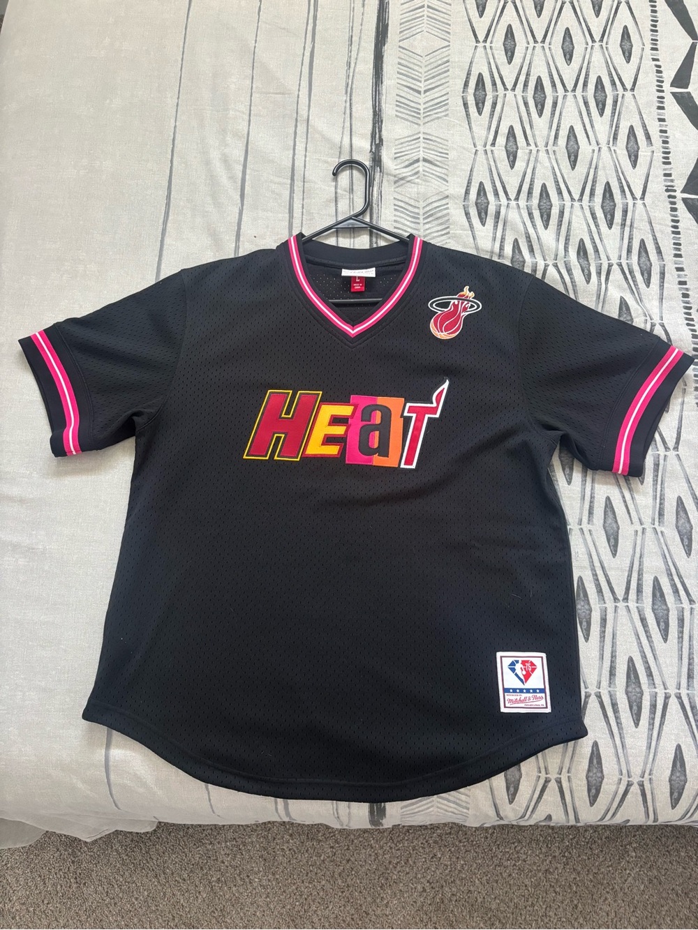 Mitchell & Ness Miami HEAT Black Jersey with Pink Trim